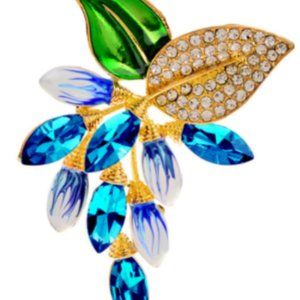 Rhinestone Flower Brooches Beautiful Enamel Grapes Pin